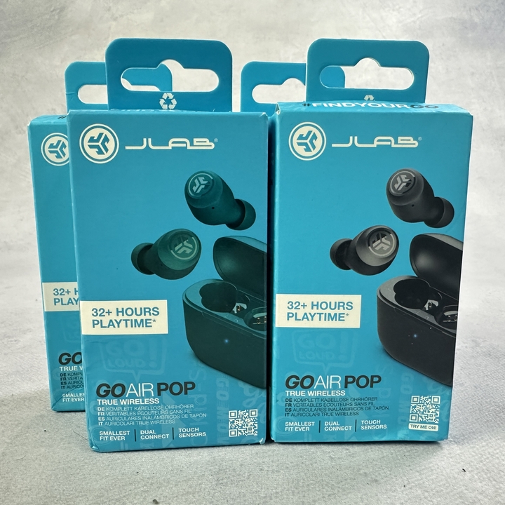 JLAB Go Air Pop True Wireless Headphones 4x Sealed (VAT ONLY PAYABLE ON BUYERS PREMIUM) (MPSD45836620)