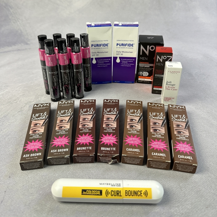 Various Health And Beauty Products Including No7 Men Moisturiser, Purifide Moisturiser And Maybelline Curl Bounce  (VAT ONLY PAYABLE ON BUYERS PREMIUM)