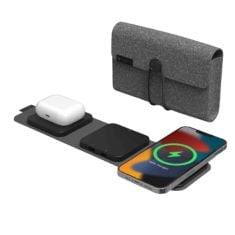 ZAGG MOPHIE SNAP+ WIRELESS CHARGER WITH UK/IRELAND ADAPTER, QI-ENABLED DEVICES, FAST CHARGING, TRAVEL FRIENDLY, FOLDABLE, 5-15W OF POWER, (WATCH CHARGING CABLE NOT INCLUDED)), BLACK.