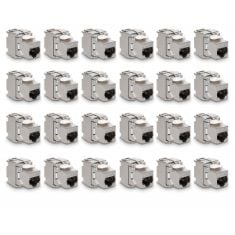 QTY OF ITEMS TO INLCUDE BOX OF ASSORTED ITEMS TO INCLUDE KWMOBILE KEYSTONE MODULE JACKS - 24 PIECE CAT6A SHIELDED KEYSTONE JACK RJ45 CAT 6A ETHERNET MODULE 10 GBIT WITH SHIELDED METAL HOUSING, LAKELA