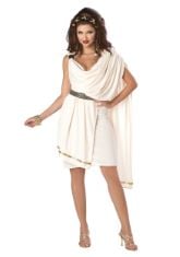 QTY OF ITEMS TO INLCUDE BOX OF ASSORTED ITEMS TO INCLUDE CALIFORNIA COSTUMES 1151 WOMEN'S DELUXE CLASSIC TOGA GREEK/ROMAN ADULT-SIZED COSTUME, SOLID, L, RUBIE'S 3016653-4000 CAPTAIN MARVEL DELUXE COS
