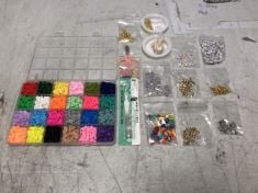 BOX OF CLAY BEAD NECKLACE MAKING KIT .