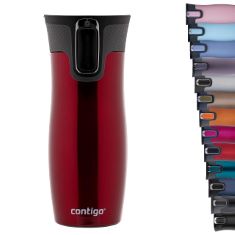 QUANTITY OF ASSORTED ITEMS TO INCLUDE CONTIGO WEST LOOP AUTOSEAL TRAVEL MUG, STAINLESS STEEL THERMAL MUG, VACUUM FLASK, LEAKPROOF TUMBLER, COFFEE MUG WITH BPA EASY-CLEAN LID, 470 ML, RED.