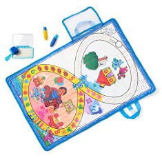 BOX OF ASSORTED ITEMS TO INCLUDE MELISSA & DOUG BLUE'S CLUES & YOU! WATER WOW! ACTIVITY MAT.