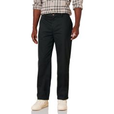 30 X ESSENTIALS MEN'S CLASSIC-FIT WRINKLE-RESISTANT FLAT-FRONT CHINO TROUSER (AVAILABLE IN BIG & TALL), BLACK, 40W / 29L.