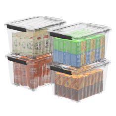 2 X CETOMO 80L*4 STORAGE BOXES WITH WHEELS, PLASTIC STORAGE BINS WITH LIDS, LATCHING BUCKLES, CLICK CLOSURE, STACKABLE, NESTABLE, ORGANIZER FOR HOME OFFICE CLOTHES, CLEAR, 80L-4 PACK.