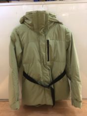 HELLY HANSEN OLIVE GREEN COAT IN SIZE XS .