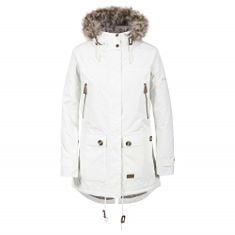 TRESPASS CLEA, GHOST, L, WATERPROOF JACKET WITH CONCEALABLE HOOD FOR WOMEN, LARGE, WHITE.