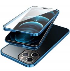 ANACASE IPHONE 11 PRO [MAGNETIC] [SLIDE LOCK] CASE [2 PACK]，360° FULL PROTECTION CLEAR TEMPERED GLASS FRONT AND BACK +2 PACK ULTRA CLEAR CAMERA LENS PROTECTOR, MAGNETIC AND SLIDE LOCK CASE BLUE AND A
