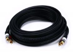 APPROX 30 X ITEMS TO INCLUDE PREMIUM 2 RCA PLUG/2 RCA PLUG CABLE - 7.62M (25FT) - BLACK, M/M, 22AWG CONDUCTOR, GOLD PLATED CONNECTOR.