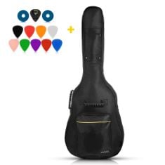 5 X BLACK PADDED 42 INCH GUITAR BAG CARRY CASE - DURABLE HIGH QUALITY CUSHIONED AND PROTECTIVE WATERPROOF COVER FOR ACOUSTIC, CLASSICAL AND ELECTRIC GUITARS. LARGE ACCESSORY POCKET INCLUDES PLECTRUMS
