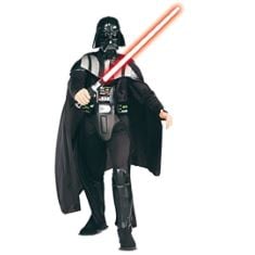 BOX OF ASSORTED ITEMS TO INCLUDE STAR WARS TM DARTH VADER TM DELUXE ADULT COSTUME SIZE LARGE AND XLARGE.
