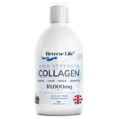 22 X REVERSE LIFE MARINE COLLAGEN + GREEN TEA LIQUID SUPPLEMENT DRINK HIGH-STRENGTH 10,000MG HYDROLYSED PEPTIDE INFUSED WITH VITAMIN, C, D, HYALURONIC ACID, BIOTIN FOR HAIR, SKIN, AND NAILS, 500ML.