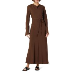 QTY OF ITEMS TO INLCUDE BOX OF ASSORTED ITEMS TO INCLUDE THE DROP WOMEN'S FLARED SLEEVE MAXI DRESS BY @WITHLOVELEENA, COFFEE BEAN, M, ESSENTIALS WOMEN'S MATERNITY SHORT-SLEEVE ROUCHED V-NECK T-SHIRT,