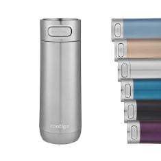 BOX OF ASSORTED CUPS TO INCLUDE CONTIGO LUXE AUTOSEAL TRAVEL MUG, STAINLESS STEEL THERMAL MUG, VACUUM FLASK, LEAKPROOF TUMBLER, DISHWASHER SAFE, COFFEE MUG WITH BPA FREE EASY-CLEAN LID, STAINLESS STE
