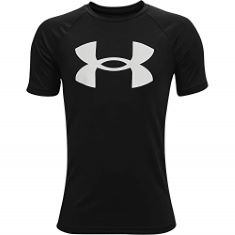QTY OF ITEMS TO INLCUDE 24 X ASSORTED CLOTHES TO INCLUDE UNDER ARMOUR BOYS TECH BIG LOGO SHORT SLEEVE T-SHIRT YOUTH EXTRA SMALL 120-130CM BLACK, SPEEDO JUNIOR BOY'S ECO ENDURANCE+ AQUASHORT SWIMMING