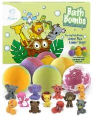 BOX OF ASSORTED ITEMS TO INCLUDE DONE BY NATURE - ZOO ANIMALS BATH BOMBS 6 PACK WITH SURPRISE TOY INSIDE! ORGANIC, NATURAL VEGAN SPA BATH BOMB KIT. 100% CHILD SAFE WITH NATURAL OILS & MOISTURISERS..