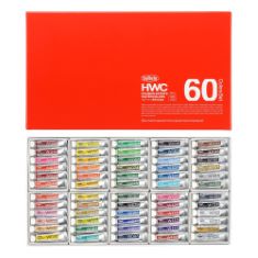 BOX OF ASSORTED ITEMS TO INCLUDE HOLBEIN ARTISTS WATERCOLOUR 5 ML 60 COLOUR SET (JAPAN IMPORT).