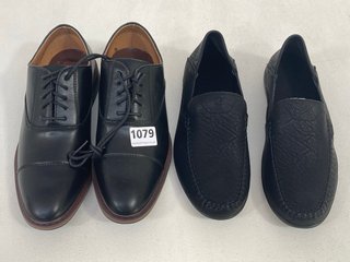 GIORGIO MENS LOAFERS IN BLACK - UK SIZE 7 TO INCLUDE MENS FLAT LOAFERS IN BLACK - UK SIZE 5: LOCATION - E2