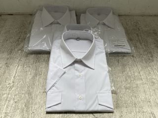 4 X MENS SHORT SLEEVE POLO DRESS SHIRTS IN WHITE - UK SIZE 16": LOCATION - J11
