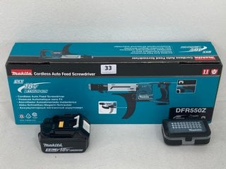MAKITA DFR550Z CORDLESS AUTO FEED SCREWDRIVER & SPARE PARTS - RRP £220: LOCATION - FRONT BOOTH