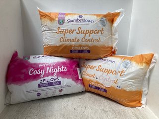 3 X ASSORTED SLUMBERDOWN BEDDING ITEMS TO INCLUDE SLUMBERDOWN SUPER SUPPORT PILLOW PAIR: LOCATION - I13