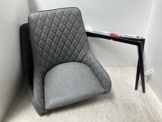 2 X FAUX LEATHER DINING CHAIRS IN GREY: LOCATION - I10