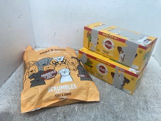 2 X PEDIGREE MEGAPACK WET DOG FOOD IN MIXED SELECTION - BBE 19/12/2025 TO INCLUDE SCRUMBLES 7.5KG DOG ADULT & SENIOR DRY DOG FOOD BAG - BBE 03/2025: LOCATION - I9