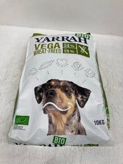 10KG YARRAH BIO VEGA WHEAT FREE DRY DOG FOOD BAG - BBE 27/02/2025: LOCATION - I2