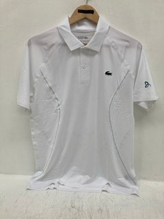 LACOSTE MENS POLO TOP IN WHITE - UK SIZE MEDIUM: LOCATION - I1