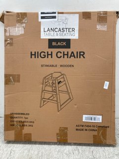 LANCASTER BLAC HIGH CHAIR IN BLACK - RRP £365: LOCATION - H4