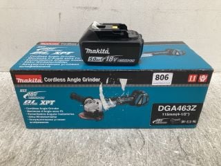 MAKITA DGA463Z CORDLESS ANGLE GRINDER TO INCLUDE MAKITA BL1850B BATTERY - COMBINED RRP £208: LOCATION - H5