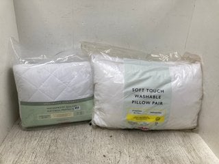 JOHN LEWIS & PARTNERS WATERPROOF QUILT MATTRESS PROTECTOR SUPER KING TO INCLUDE JOHN LEWIS & PARTNERS WASHABLE PILLOW PAIR: LOCATION - H7