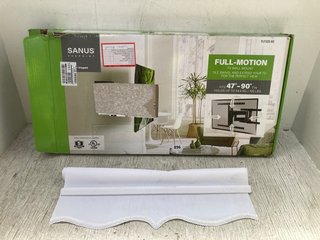 SANUS FULL-MOTION TV WALL MOUNT TO INCLUDE EMBROIDERED ROLLING BLIND IN WHITE: LOCATION - H10