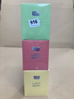 3 X MULTI-PACK LOST MARY DISPOSABLE PODS IN VARIOUS FLAVOURS TO INCLUDE MENTHOL (PLEASE NOTE: 18+YEARS ONLY. ID MAY BE REQUIRED): LOCATION - H12