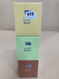 3 X MULTI-PACK LOST MARY DISPOSABLE PODS IN VARIOUS FLAVOURS TO INCLUDE PINEAPPLE ICE (PLEASE NOTE: 18+YEARS ONLY. ID MAY BE REQUIRED): LOCATION - H12
