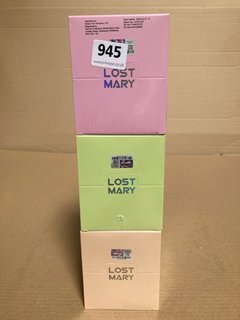3 X LOST MARY MULTI-PACK DISPOSABLE VAPE PODS IN VARIOUS FLAVOURS TO INCLUDE STRAWBERRY ICE (PLEASE NOTE: 18+YEARS ONLY. ID MAY BE REQUIRED): LOCATION - H13