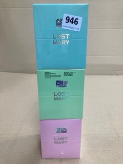 3 X LOST MARY MULTI-PACK DISPOSABLE VAPE PODS IN VARIOUS FLAVOURS TO INCLUDE DOUBLE APPLE (PLEASE NOTE: 18+YEARS ONLY. ID MAY BE REQUIRED): LOCATION - H13