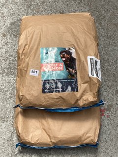 2 X SOUTHEND DOG NUTRITION DRY DOG FOOD BAGS - BBE 26/08/2025: LOCATION - H14