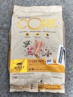 WELLNESS CORE 4KG ADULT DRY CAT FOOD BAG - BBE 18/08/2025: LOCATION - H14