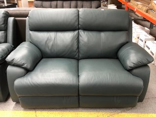2 SEATER LEATHER POWER RECLINER SOFA IN DARK TEAL: LOCATION - B1