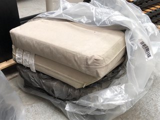 4 X WEST ELM REPLACEMENT OUTDOOR SOFA CUSHIONS WITH REMOVABLE COVER IN STONE: LOCATION - B3