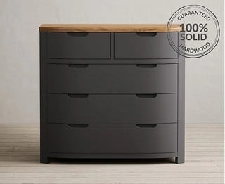 BRADWELL/BRAHMS CHARCOAL 2 OVER 3 CHEST OF DRAWERS - RRP £619: LOCATION - C2