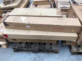PALLET OF INCOMPLETE FLATPACKS TO INCLUDE LOW FOOT END WOODEN BED IN GREY: LOCATION - B5 (KERBSIDE PALLET DELIVERY)