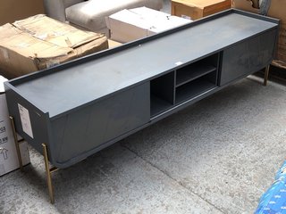 OLIS CURVED TV UNIT IN GREY WITH GOLD LEGS: LOCATION - B7