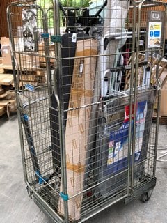 CAGE OF ASSORTED ITEMS TO INCLUDE BRABANTIA IRONING BOARD (CAGE NOT INCLUDED): LOCATION - B7 (KERBSIDE PALLET DELIVERY)