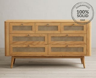 OAK/ARIANA RATTAN WIDE CHEST OF DRAWERS - RRP £799: LOCATION - C2