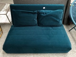 CONTEMPORARY STYLE 2 SEATER CLIC CLAC SOFA BED IN VELVET TEAL: LOCATION - C7