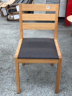 M&S SONOMA DINING CHAIR IN OAK & GREY FABRIC: LOCATION - C7