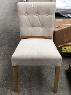 M&S LANGLY DINING CHAIR IN OAK & DARK GREY FABRIC: LOCATION - C7